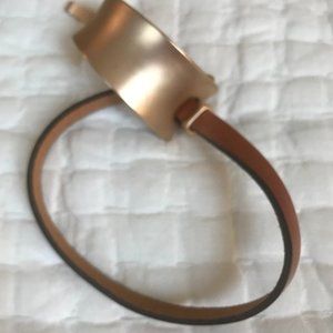 NM Leather and metal double wrap bracelet